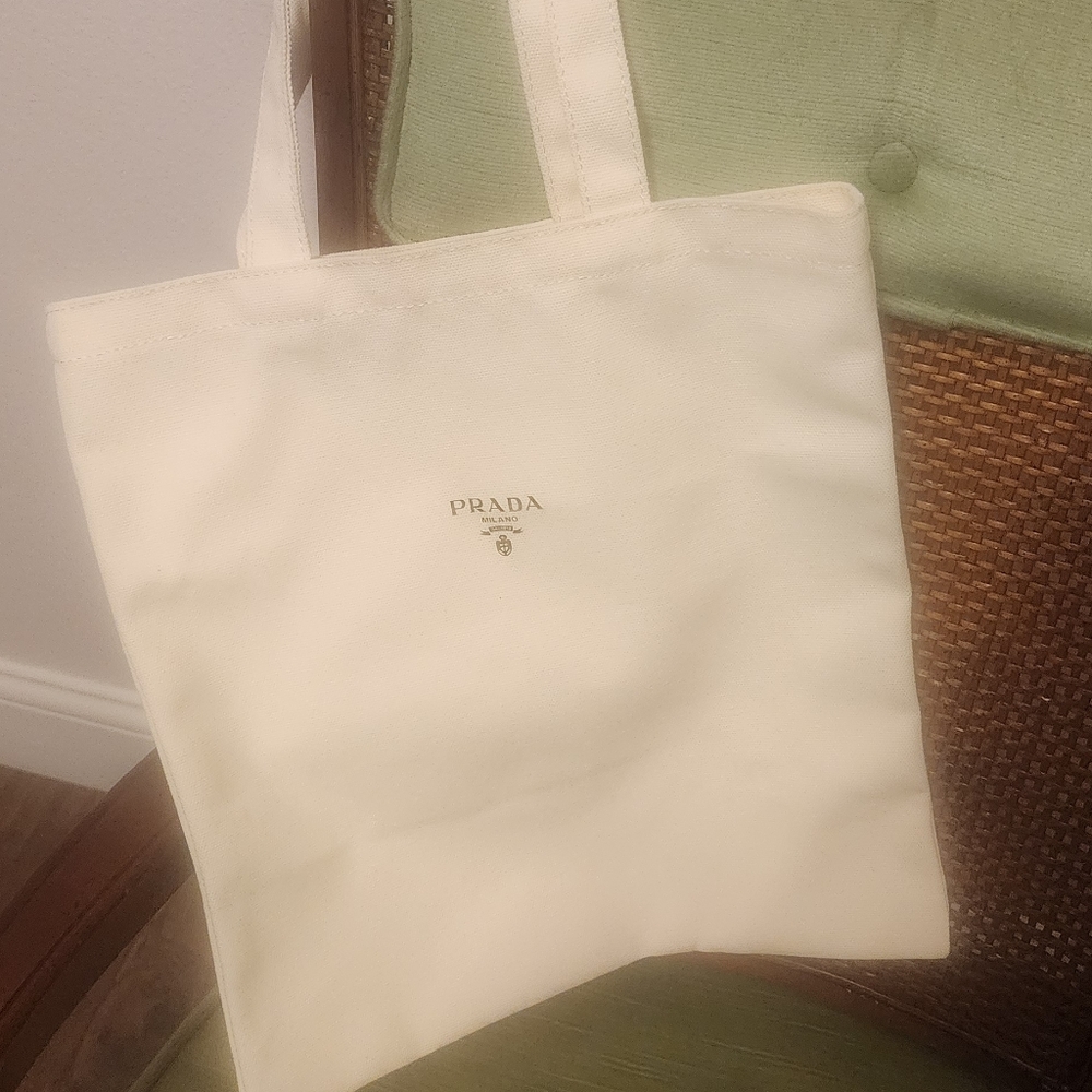 Prada Ivory Canvas Tote